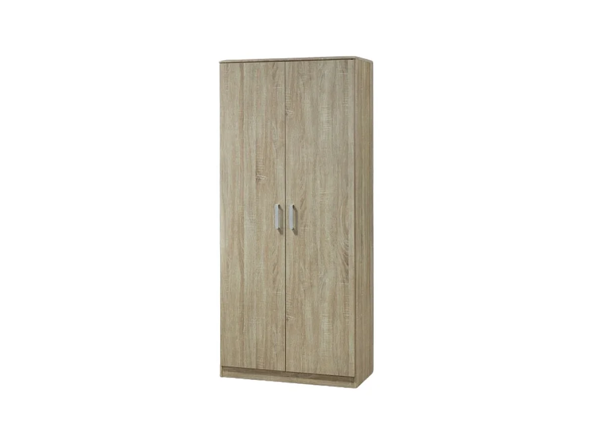Armoire \ Garde robe SAVIS, 2 portes, contemporaine chêne Sonoma et poignées grises