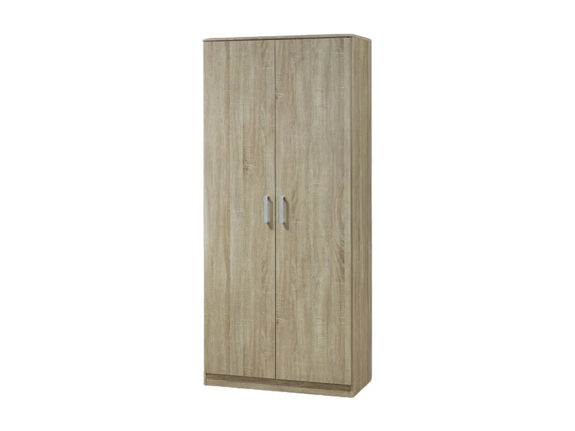 Armoire \ Garde robe SAVIS, 2 portes, contemporaine chêne Sonoma et poignées grises