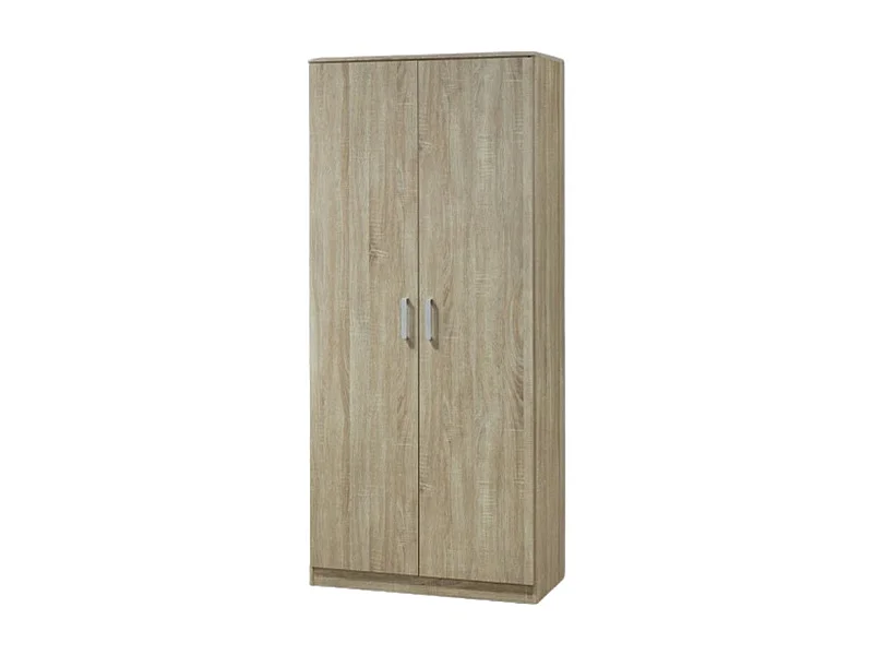 Armoire \ Garde robe SAVIS, 2 portes, contemporaine chêne Sonoma et poignées grises