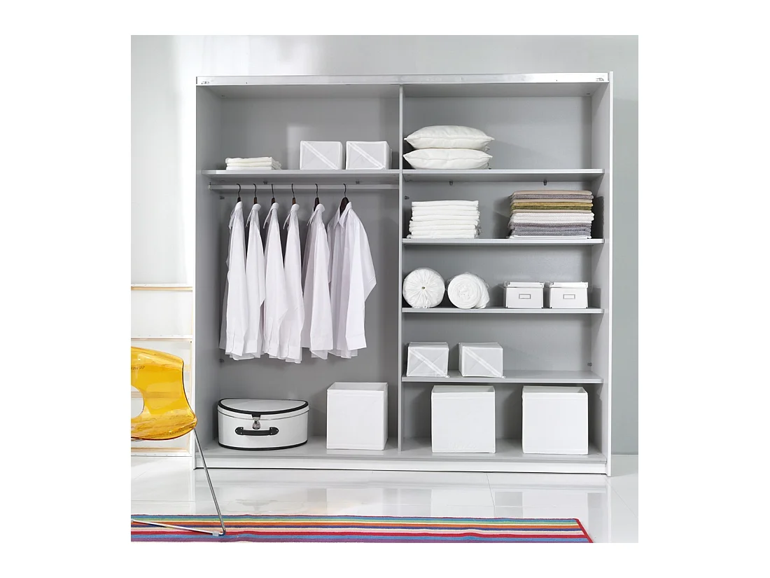 Armario de diseño 220cm. 2 puertas con espejos modulares. Color blanco mate. Colección EOS.