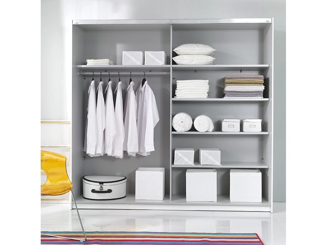 Designerschrank 220cm. 2 Türen mit modulierbaren Spiegeln. Farbe mattweiß. Kollektion EOS