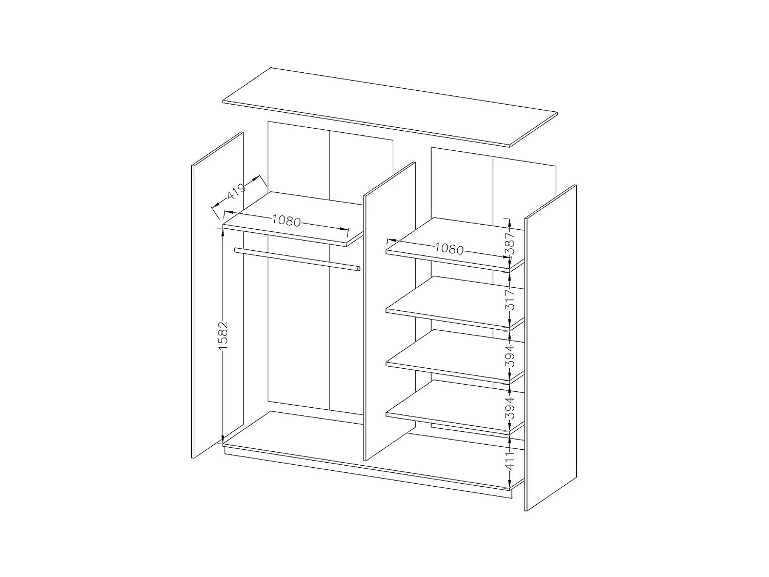 Armoire 2 portes coulissantes 220cm couleur chêne et blanc. Collection FLOYD