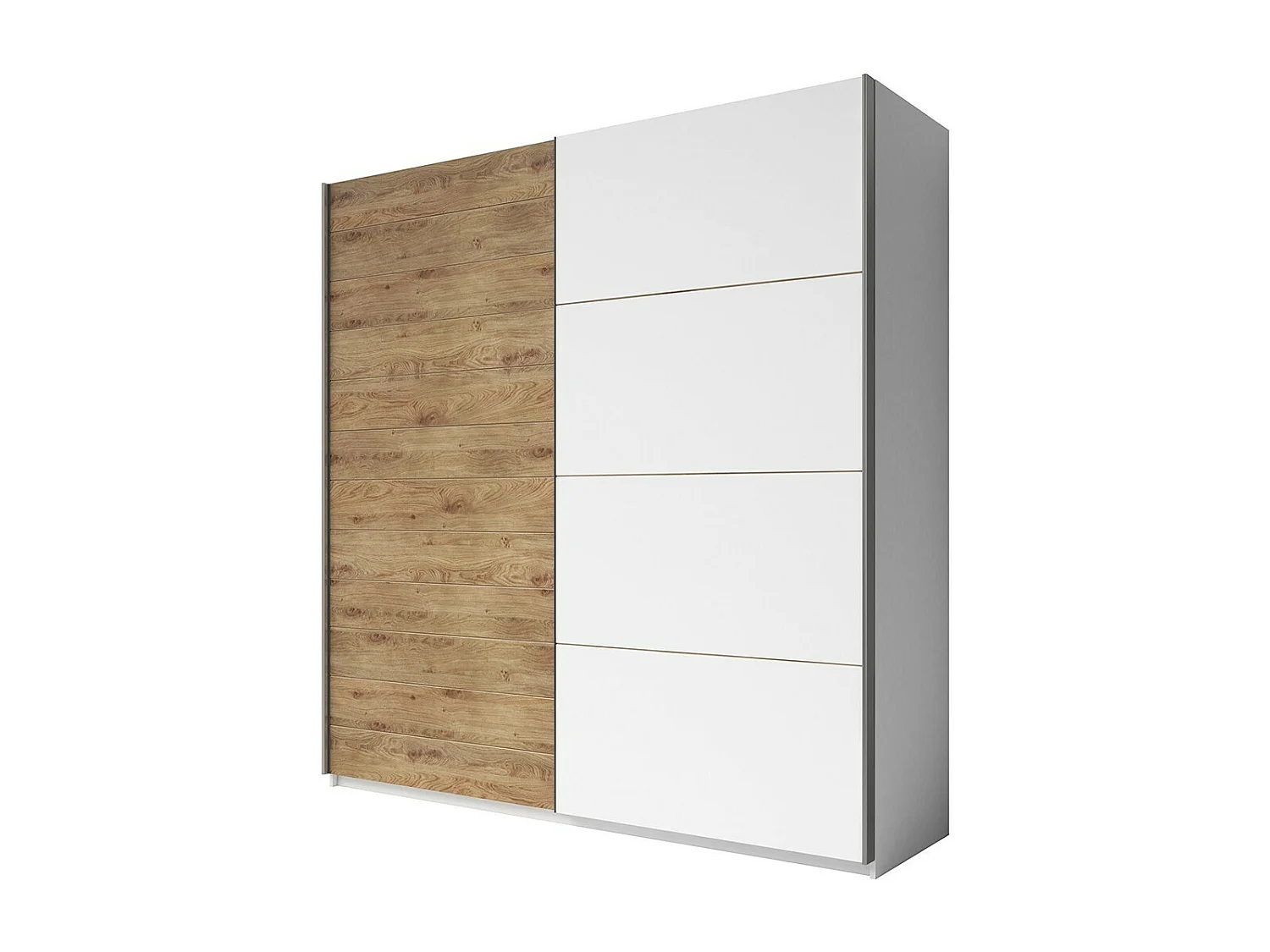 Armoire 2 portes coulissantes 220cm couleur chêne et blanc. Collection FLOYD