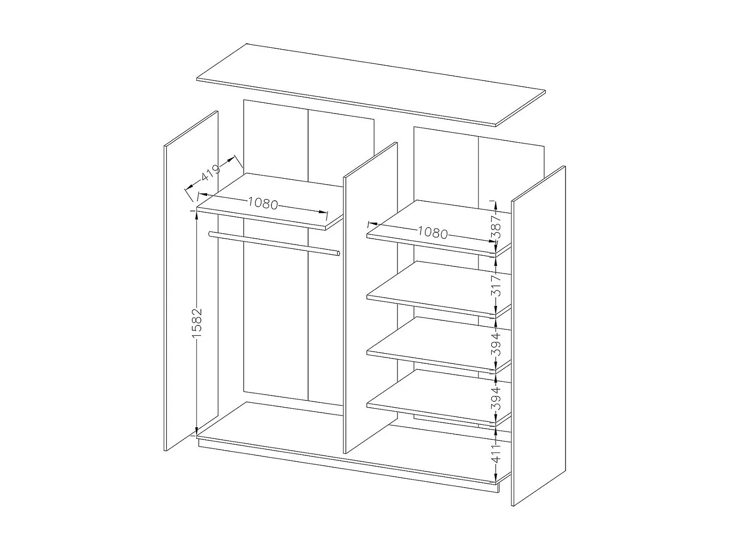 Armoire 2 portes coulissantes 220cm couleur chêne et blanc. Collection FLOYD