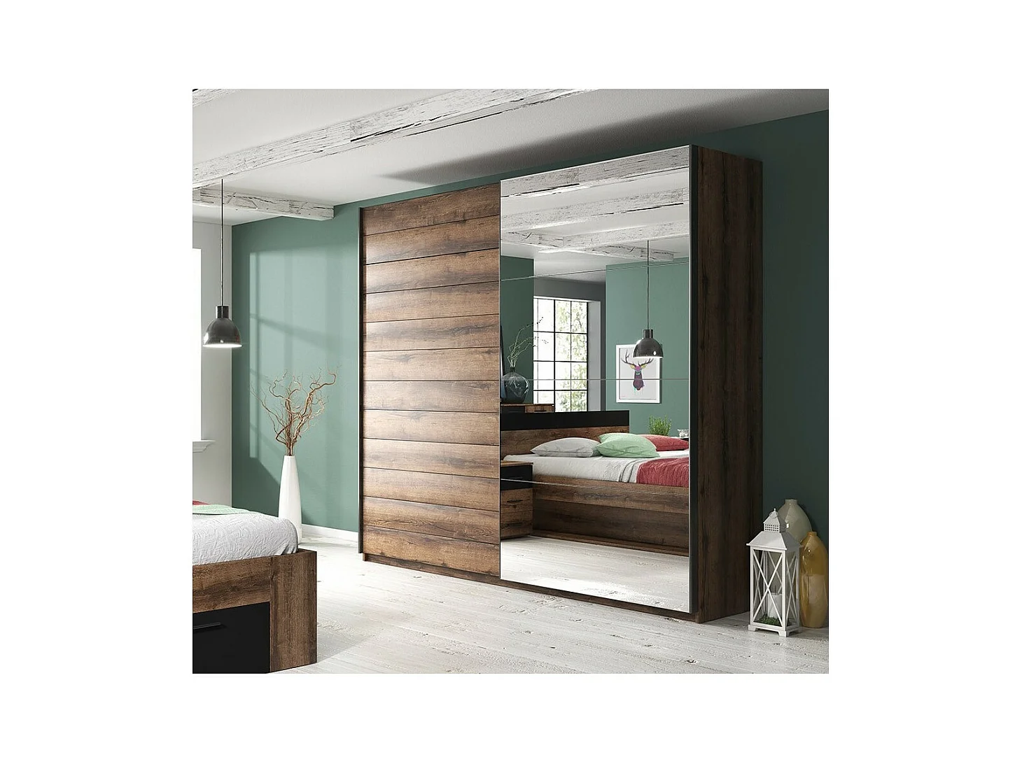 Armário design 2 portas 220cm cor carvalho escuro. Coleção EOS