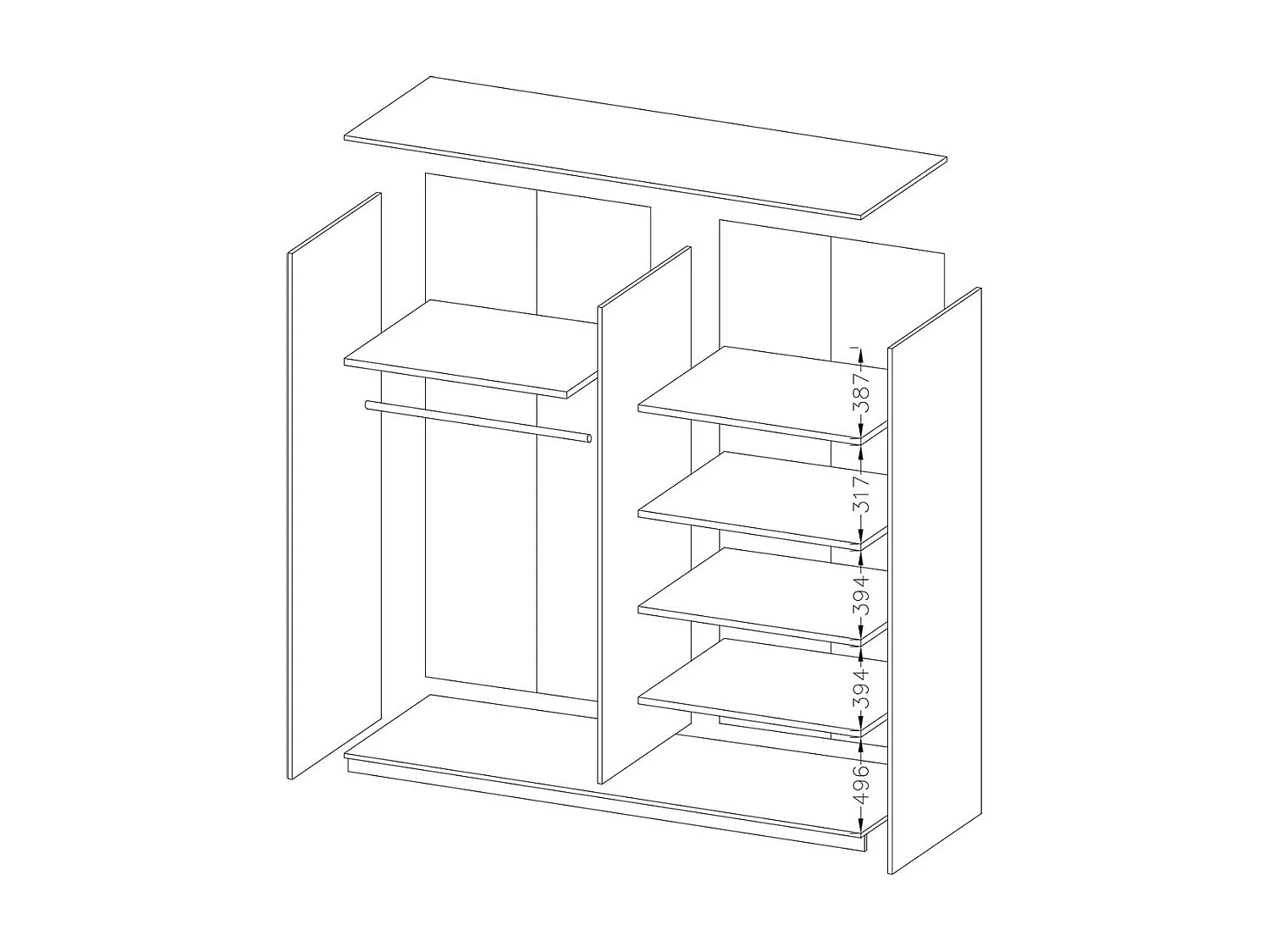 Armário design 2 portas 220cm cor carvalho escuro. Coleção EOS