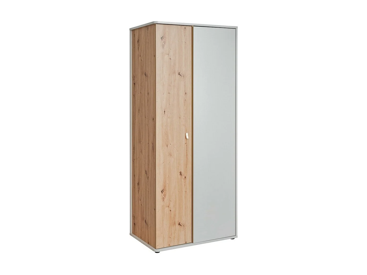 Kinderkamerkast design in eiken en grijs met 2 openslaande deuren, collectie BIBOU.