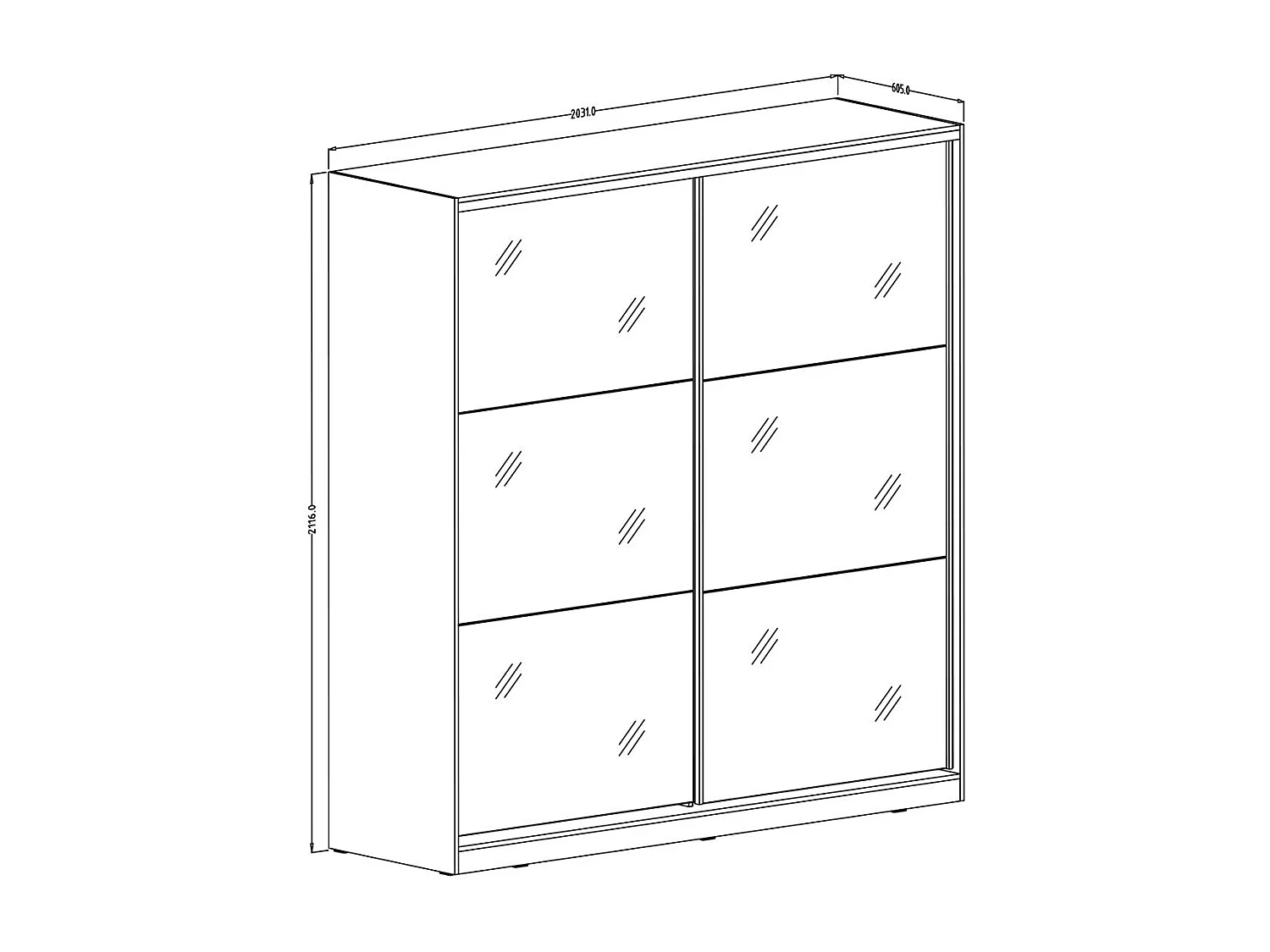 Armoire noire 200cm avec miroirs, portes coulissantes. Collection CALABRE.