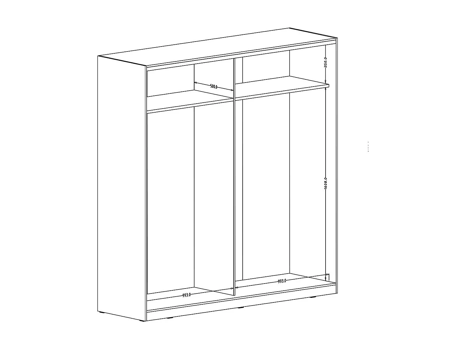 Armoire noire 200cm avec miroirs, portes coulissantes. Collection CALABRE.