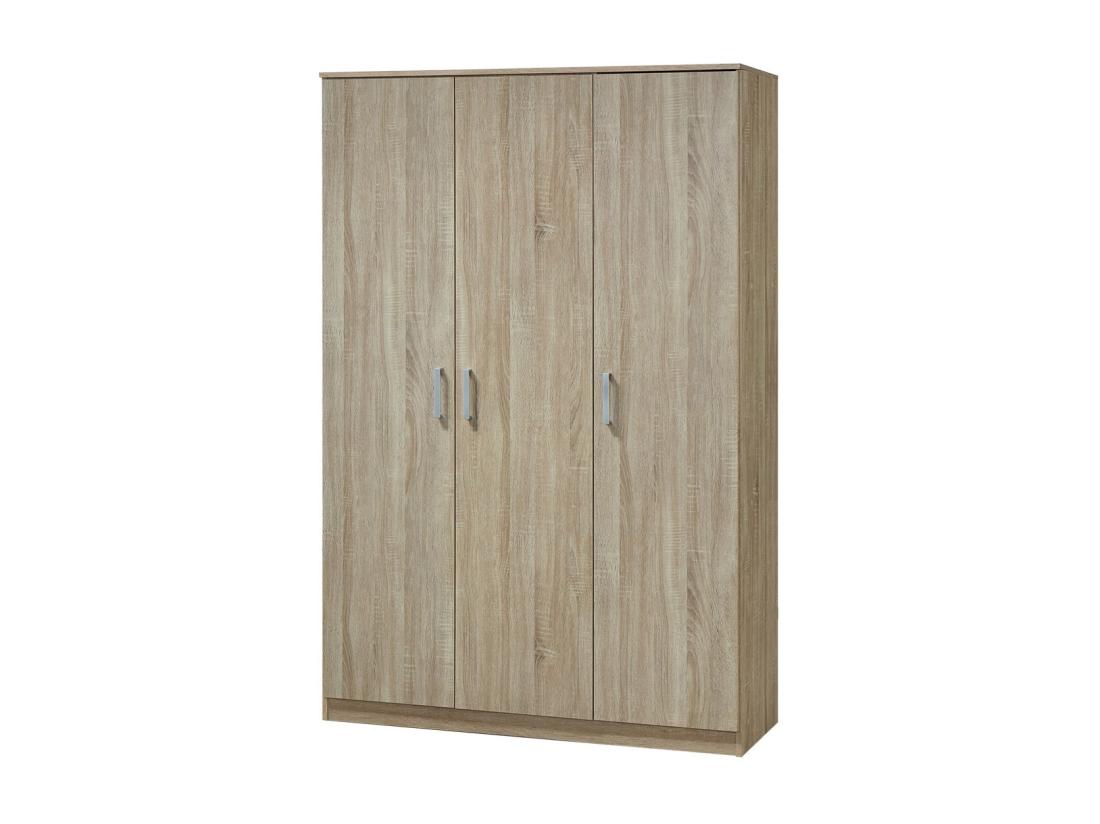 vente unique Armoire BERGAMA 3 portes chêne Sonoma poignées grises style contemporain et pratique