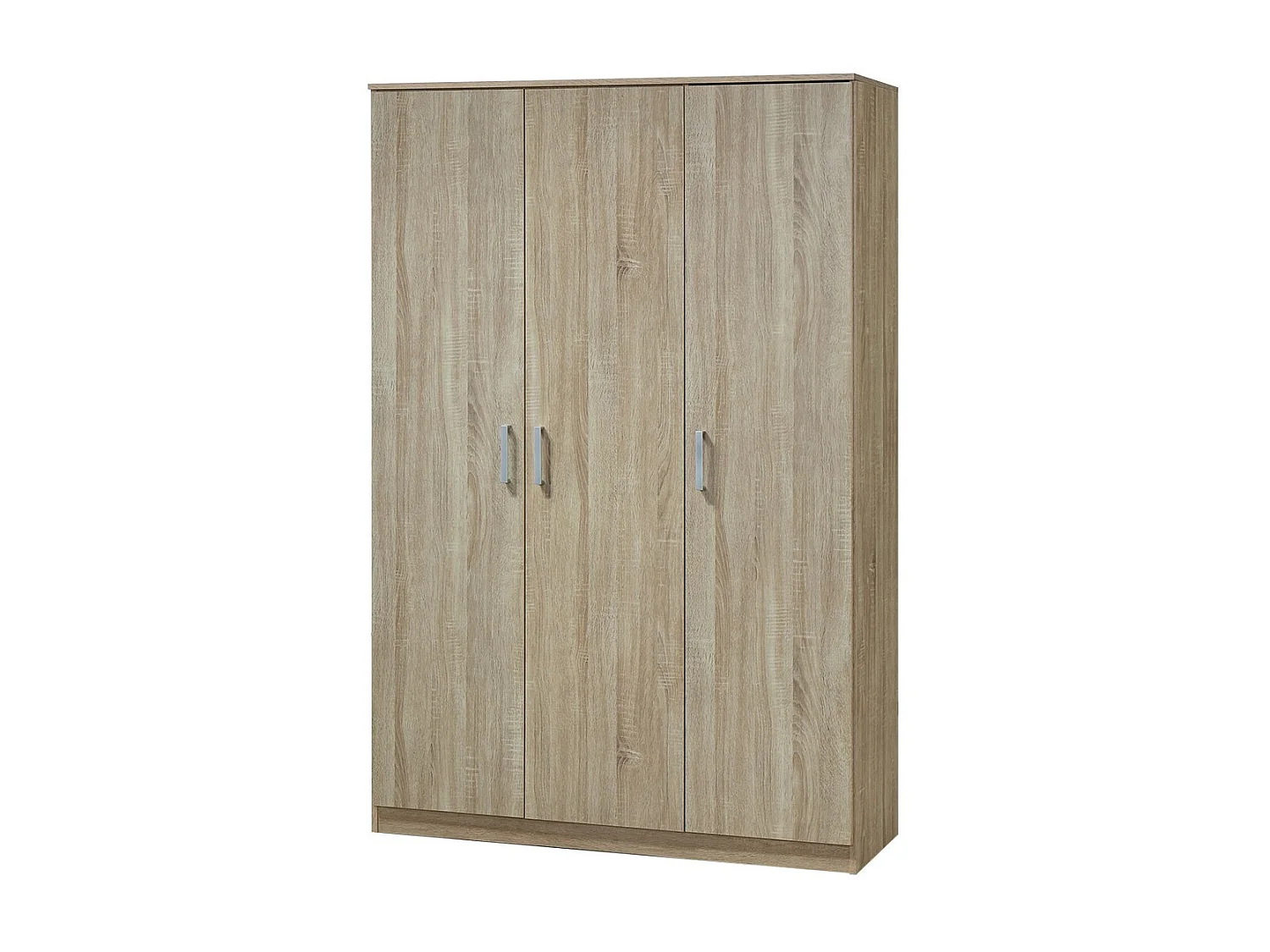 Kast BERGAMA met 3 deuren, Sonoma eiken, grijze handgrepen, eigentijdse en praktische stijl