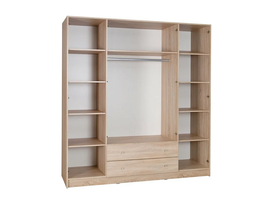 Armoire 4 portes de 2 mètres avec miroirs pour chambre à coucher MAXIM coloris dab sonoma.