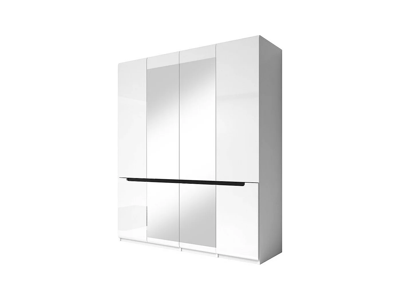 Design kast met 4 deuren en 2 spiegels, witte kleur met glossy afwerkingen - LUCIA