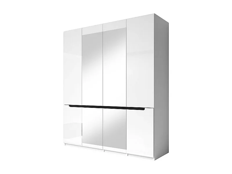 Armoire design 4 portes et 2 miroirs couleur blanche finitions glossy - LUCIA