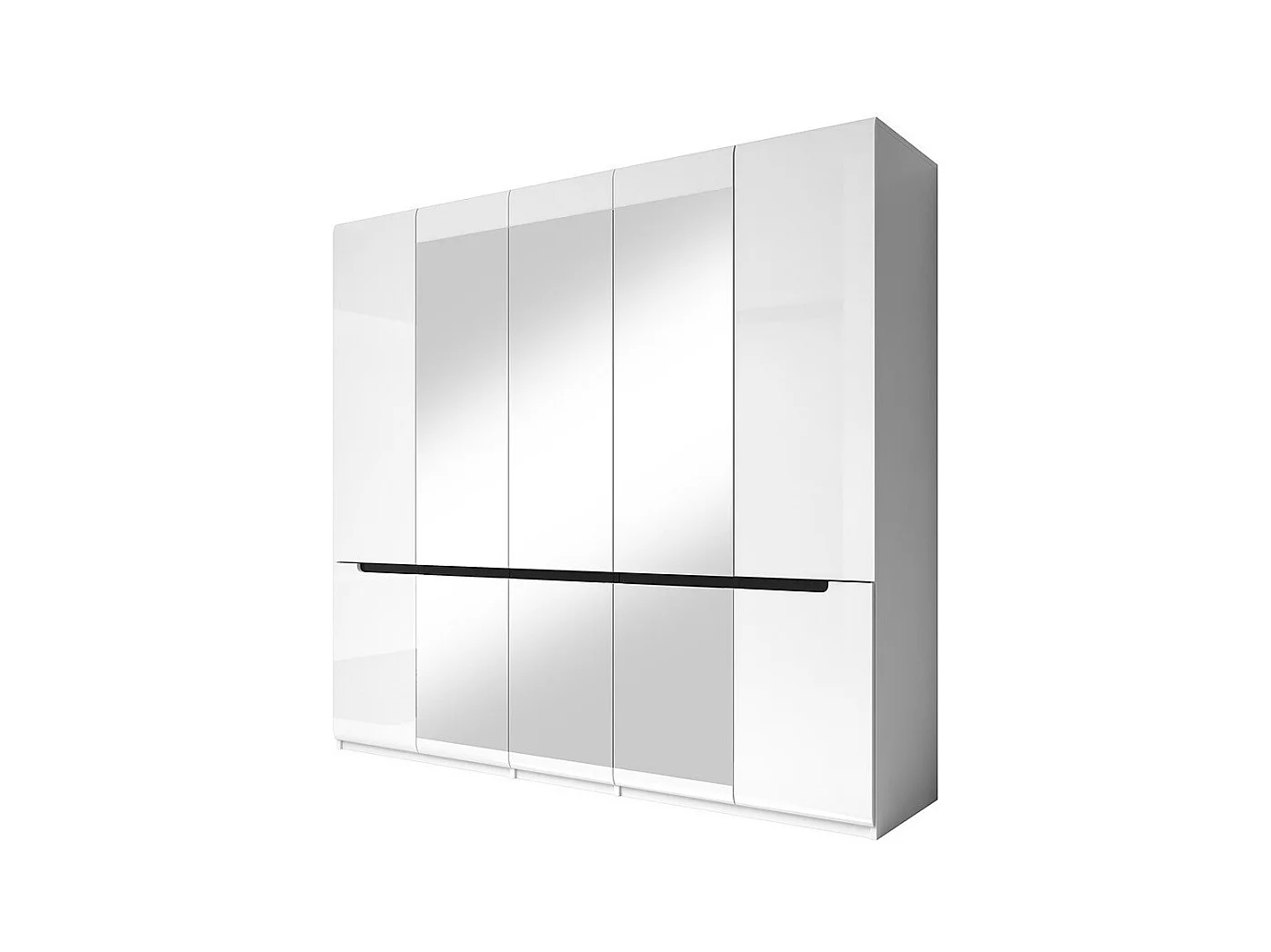 Armoire design 5 portes et 3 miroirs couleur blanche finitions glossy - LUCIA