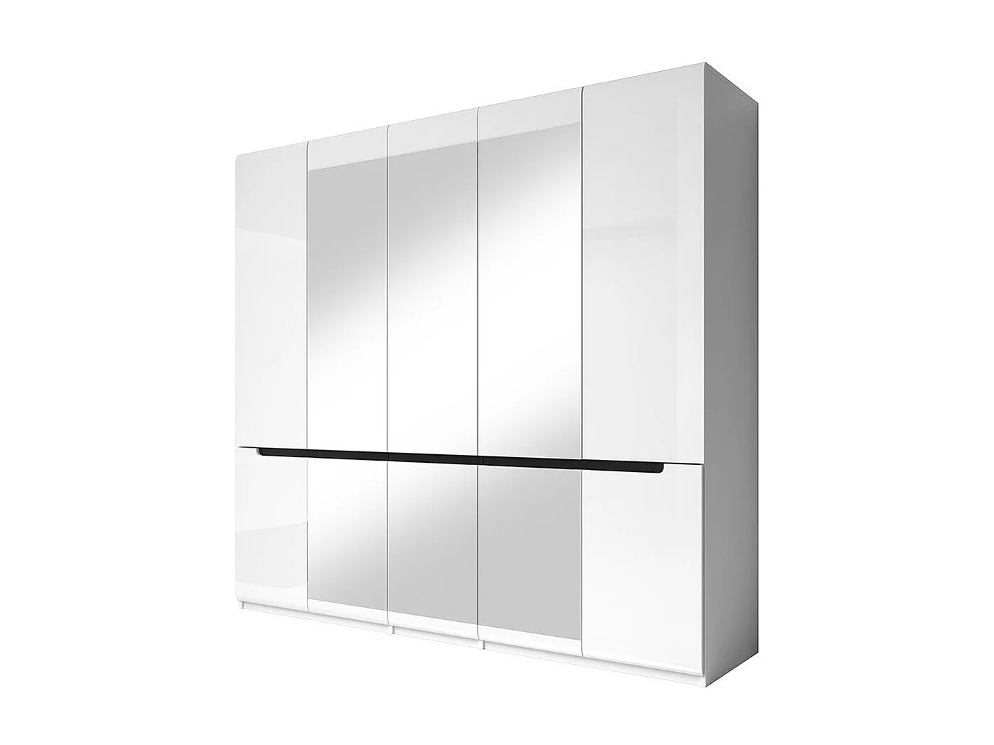 Armoire design 5 portes et 3 miroirs couleur blanche finitions glossy - LUCIA