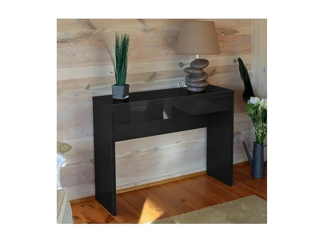 Console d'entrée ARENA avec tiroir coloris noir brillant – Dimensions 109 x 81 x 34 cm