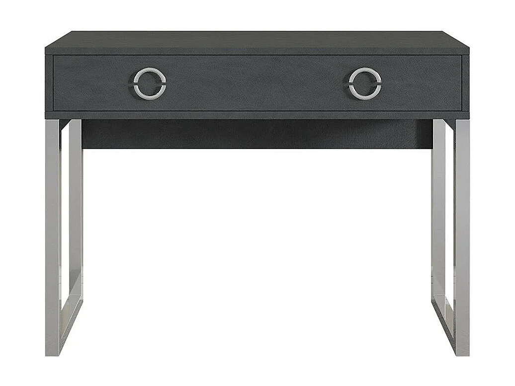 Scrivania consolle con 2 cassetti collezione MELTON, colore grigio, gambe in ferro cromato.