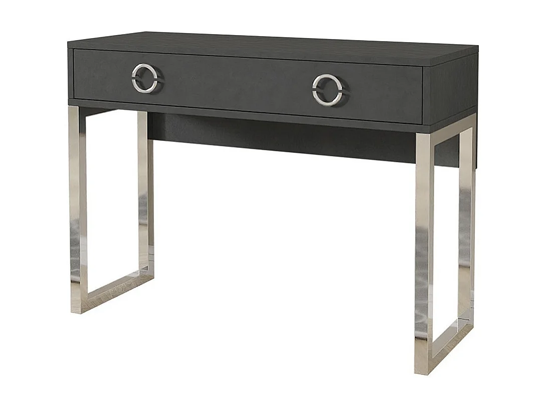 Bureau console met 2 laden collectie MELTON, kleur grijs, poten in verchroomd ijzer