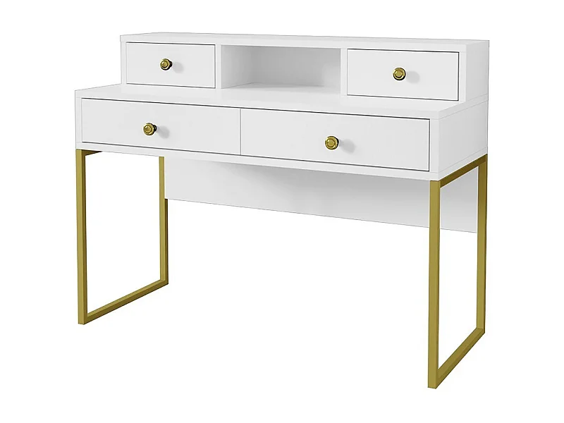 Design bureauconsole uit de DOUGLAS collectie met vier laden en een nis, in de kleur wit, 120 x 95 x 50 cm