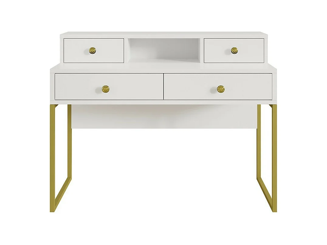 Design bureauconsole uit de DOUGLAS collectie met vier laden en een nis, in de kleur wit, 120 x 95 x 50 cm