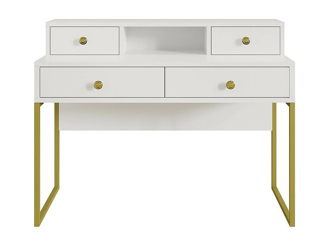 Console bureau design collection DOUGLAS avec quatre tiroirs et une niche, coloris blanc, 120 x 95 x 50 cm