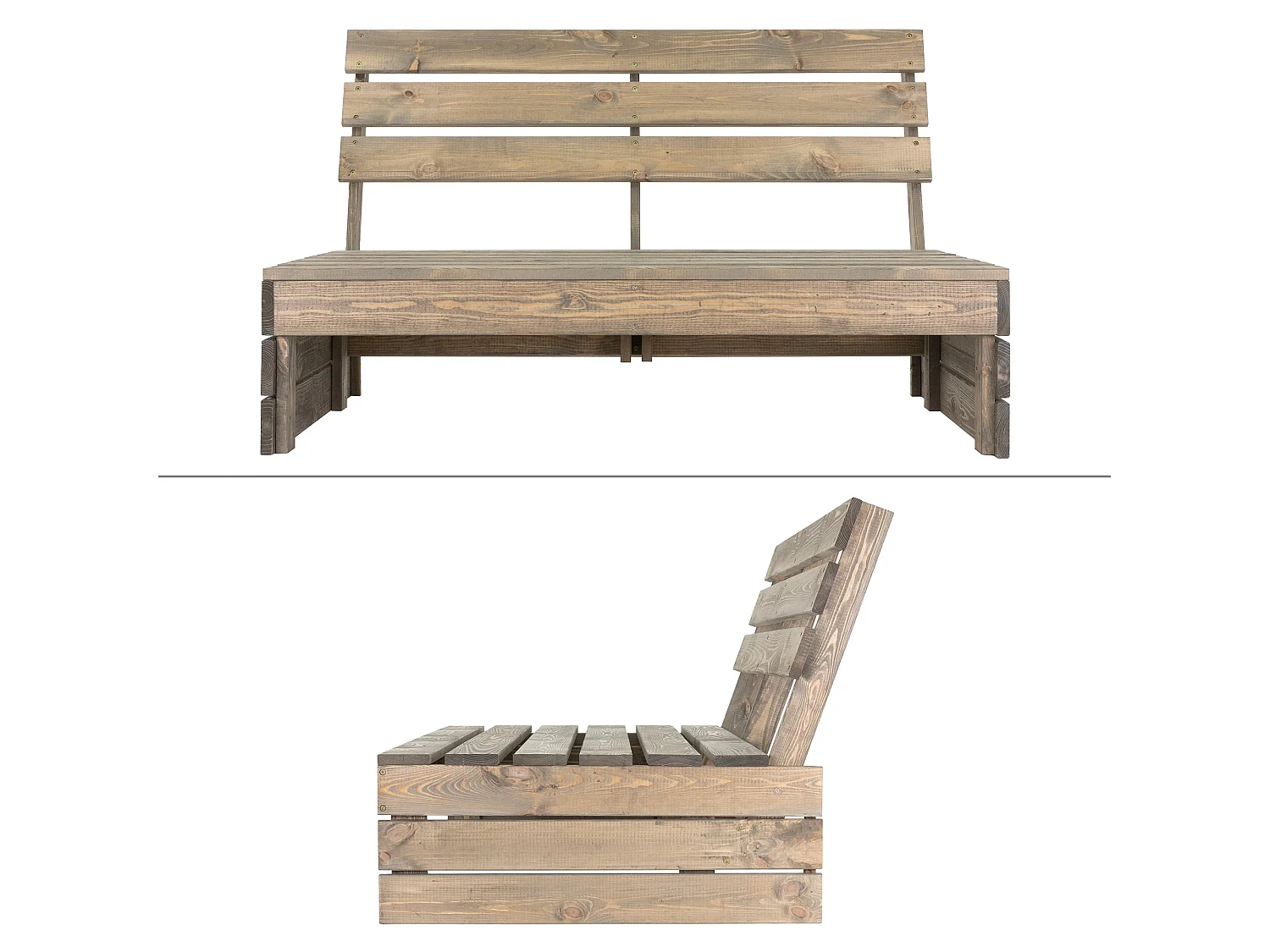 ECD Germany Banc de Jardin 3 Places avec Dossier Haut, en Bois de Sapin Massif, 116x76,5x80 cm, Gris