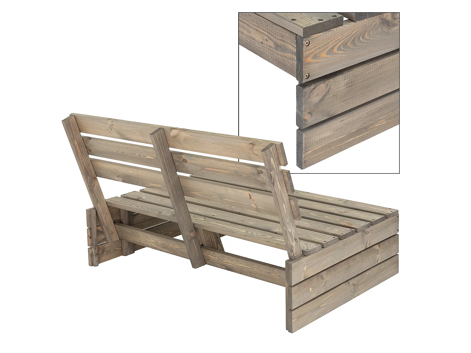 ECD Germany Banc de Jardin 3 Places avec Dossier Haut, en Bois de Sapin Massif, 116x76,5x80 cm, Gris