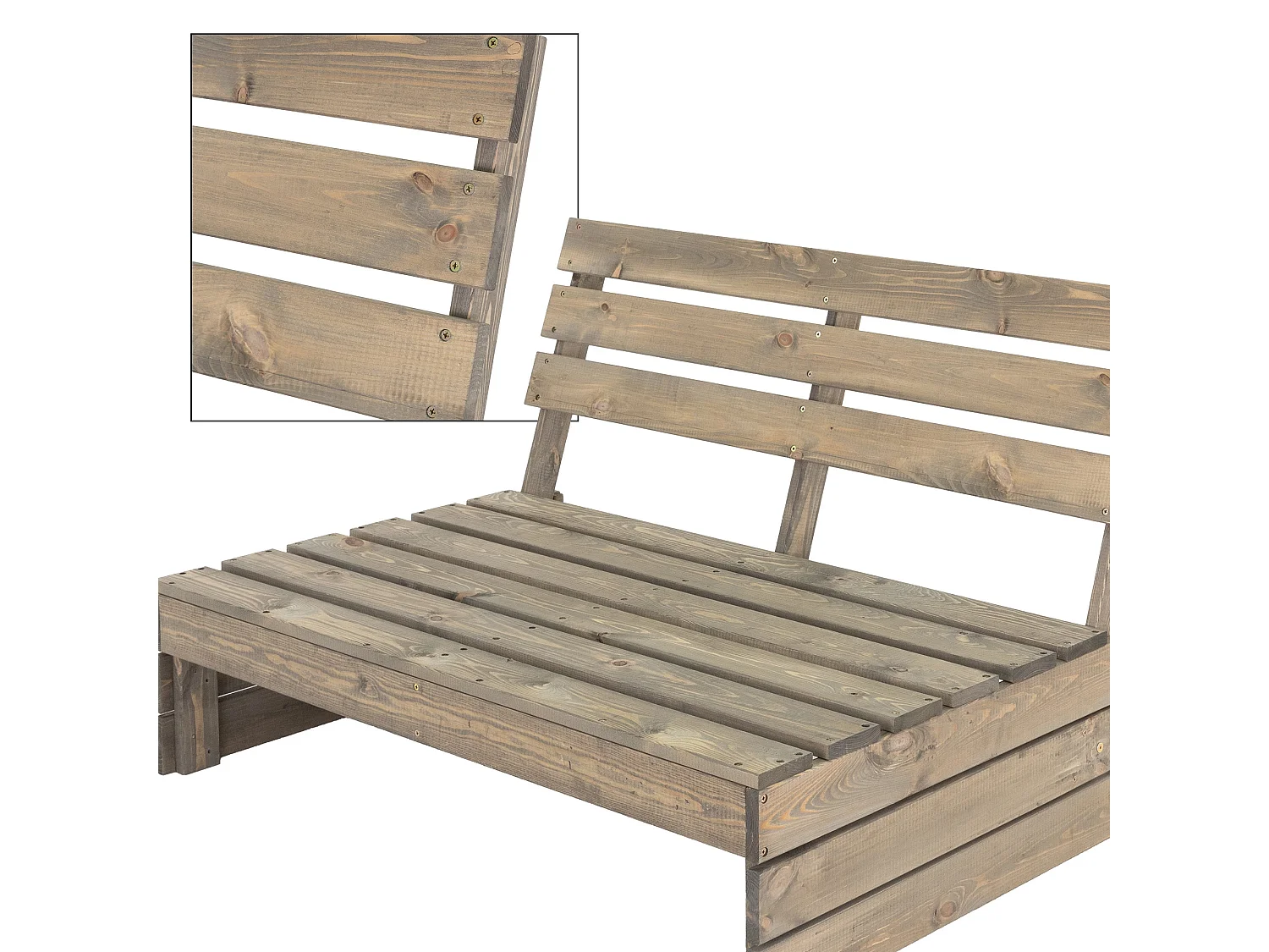 ECD Germany Banc de Jardin 3 Places avec Dossier Haut, en Bois de Sapin Massif, 116x76,5x80 cm, Gris