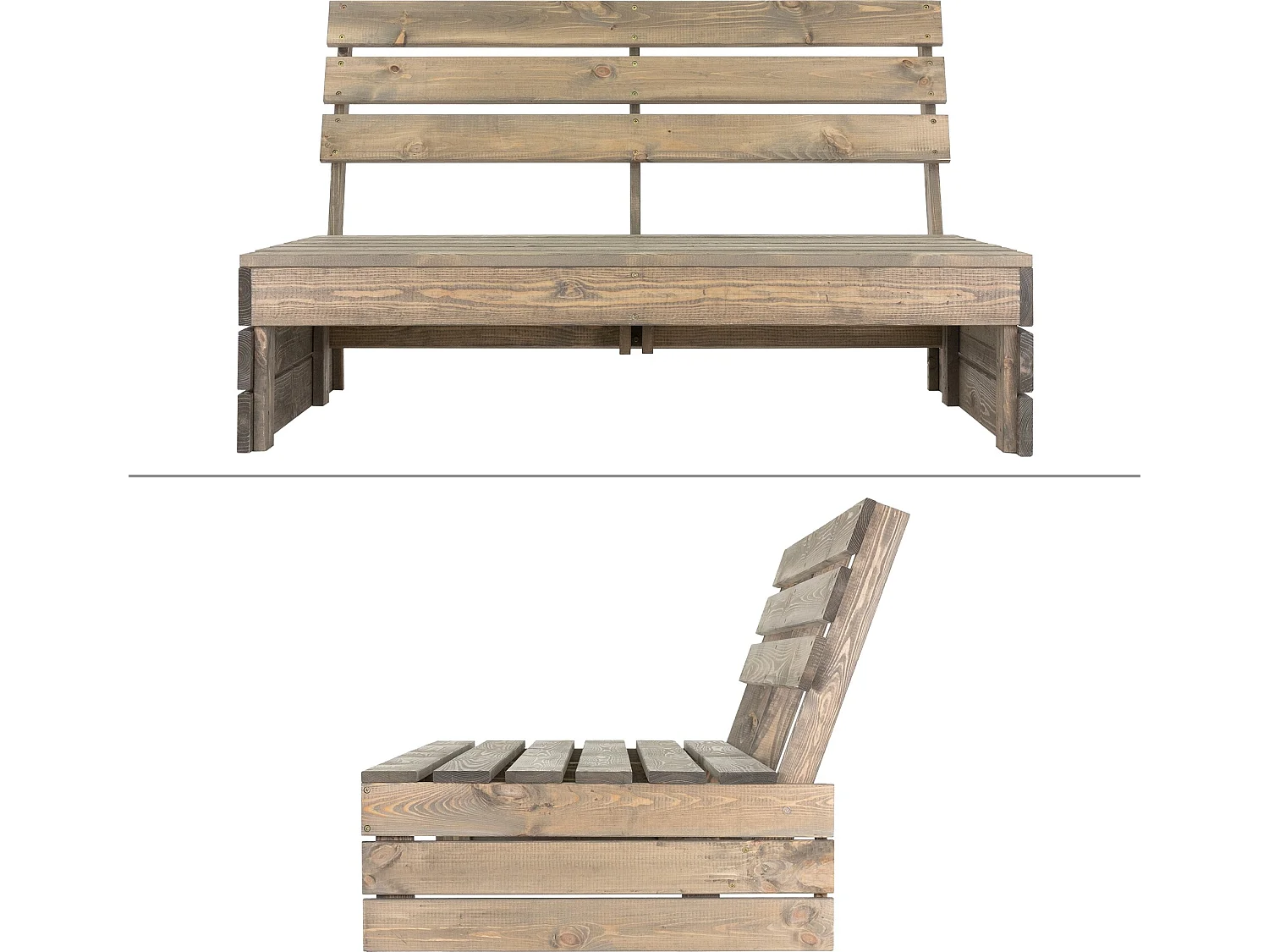 Banc de jardin bois massif de pin/épicéa 3 places dossier haut 120cm ECD Germany