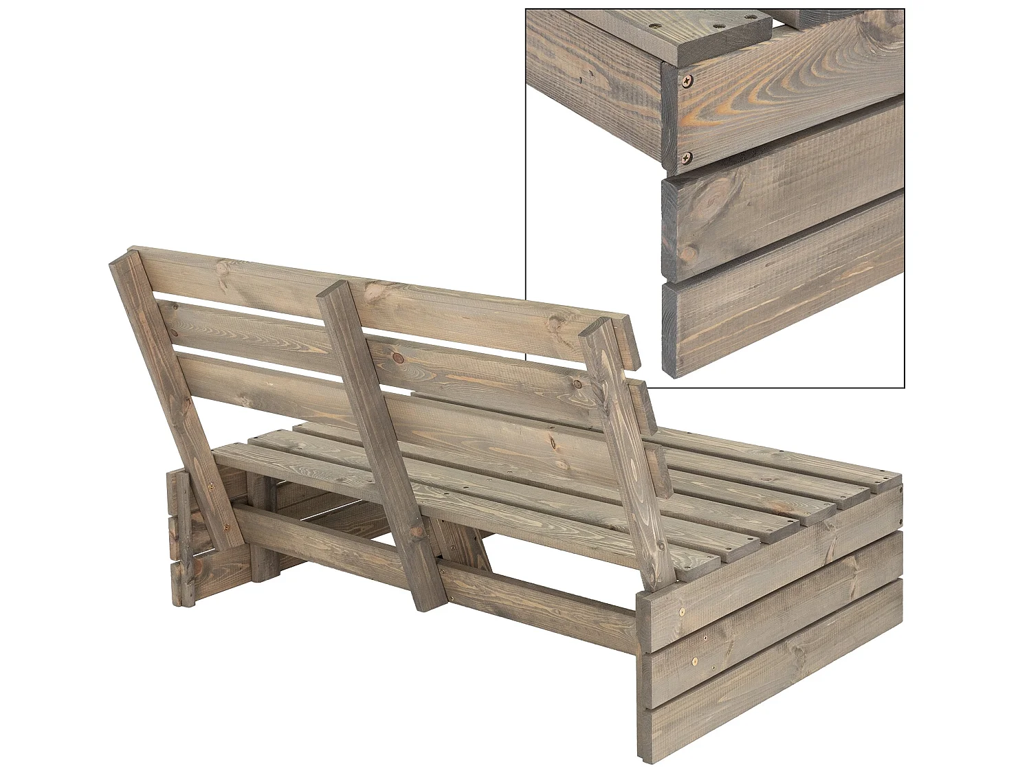 Banc de jardin bois massif de pin/épicéa 3 places dossier haut 120cm ECD Germany