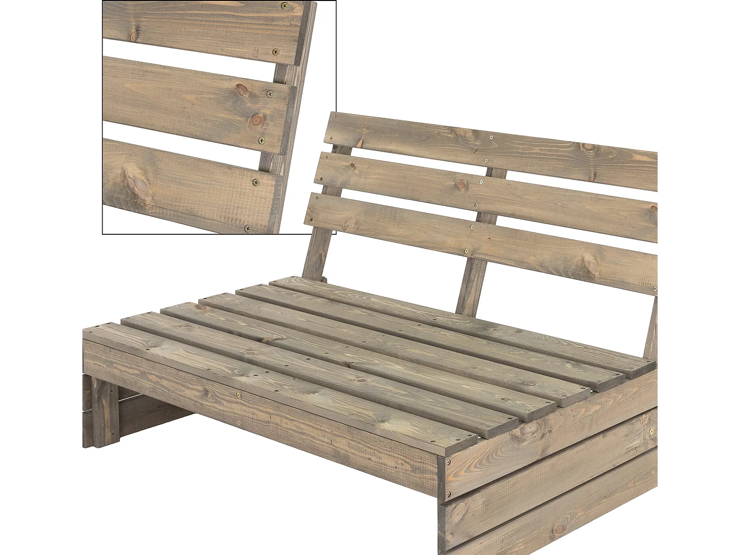 Banc de jardin bois massif de pin/épicéa 3 places dossier haut 120cm ECD Germany