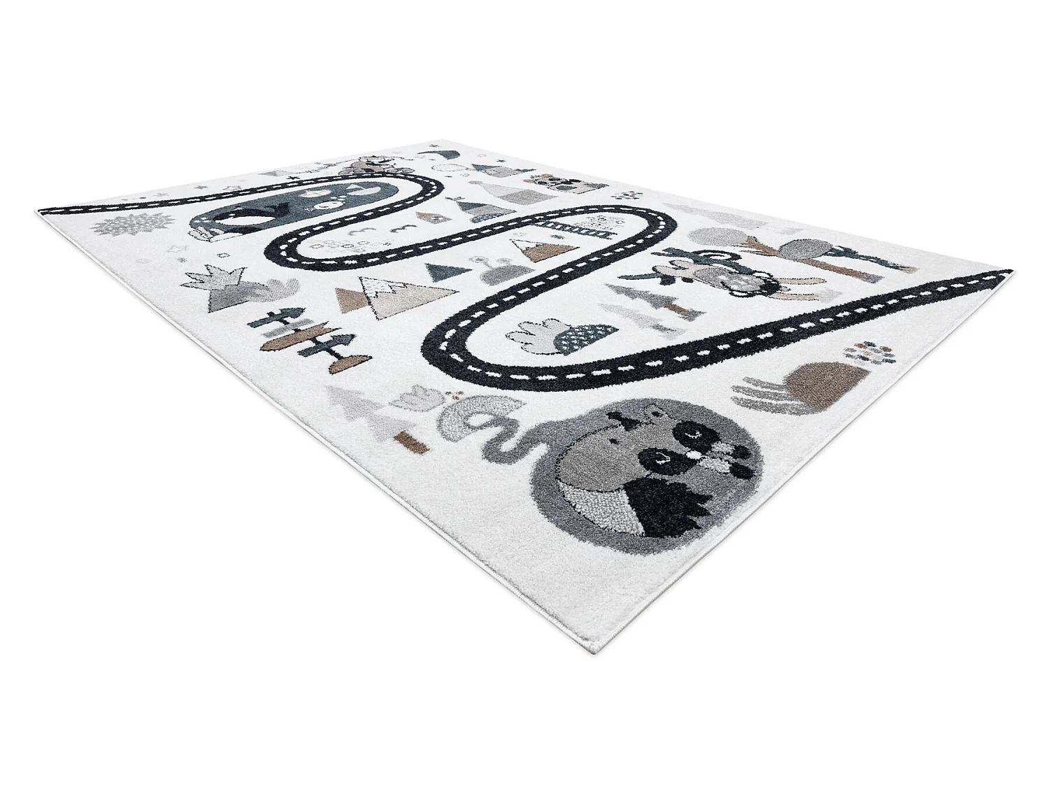Tapijt FUN Route voor kinderen, straat, dieren crème 180x270 cm