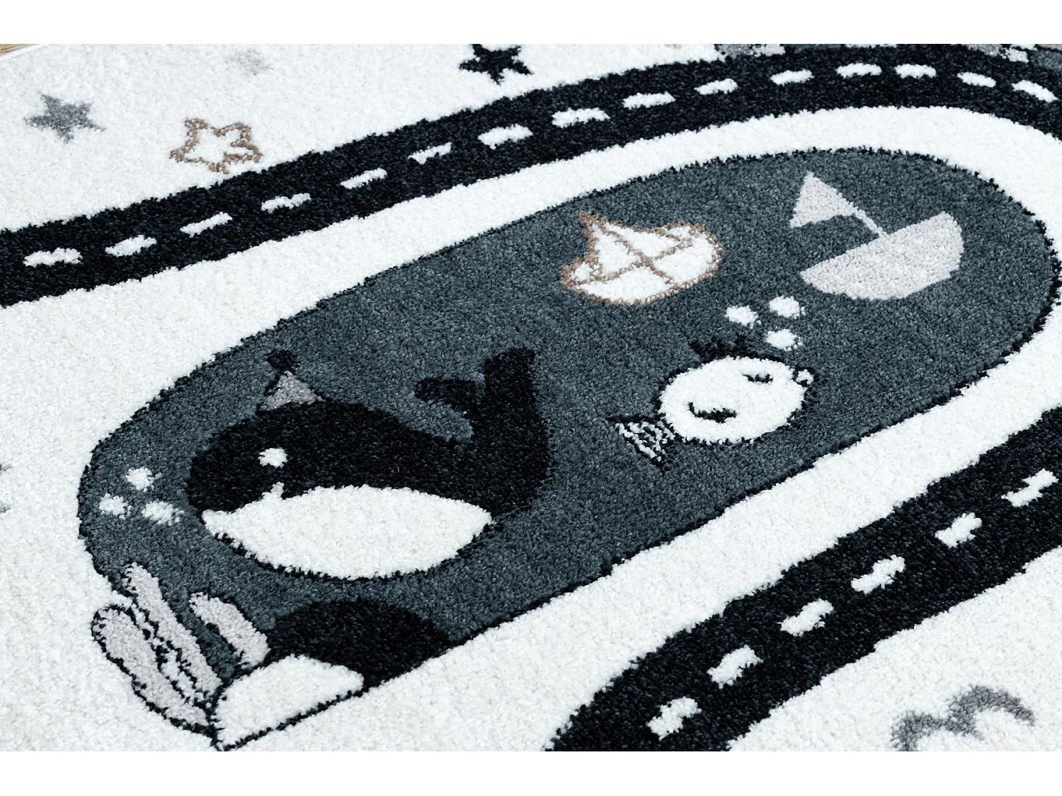 Tapijt FUN Route voor kinderen, straat, dieren crème 180x270 cm