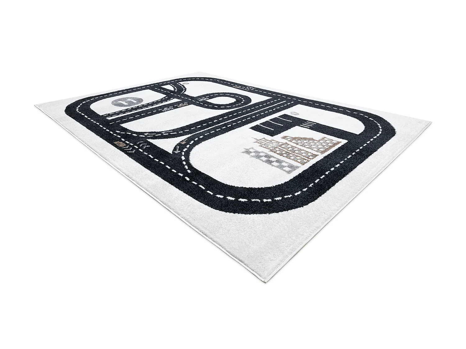 Tapis FUN Track pour enfants, rue, ville crème 140x190 cm