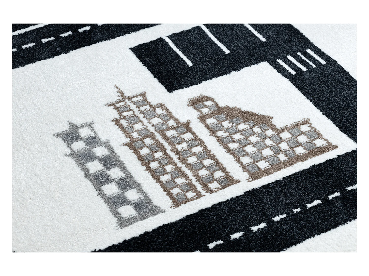 Tapis FUN Track pour enfants, rue, ville crème 140x190 cm