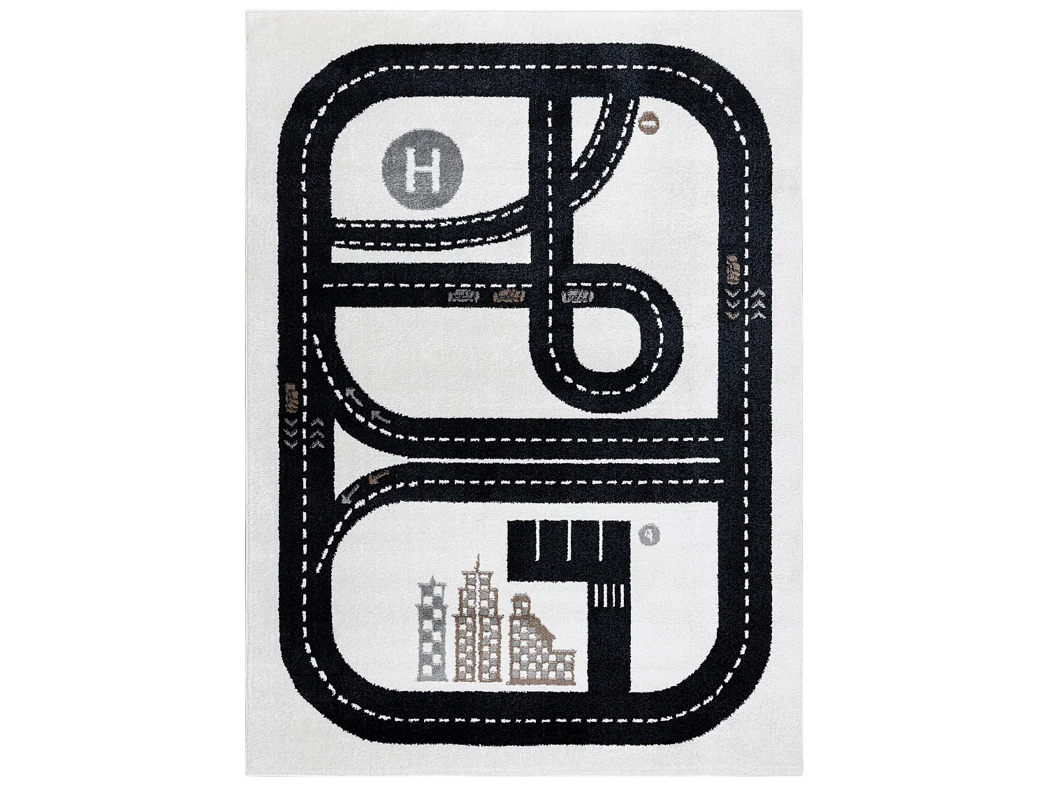 Tapis FUN Track pour enfants, rue, ville crème 140x190 cm