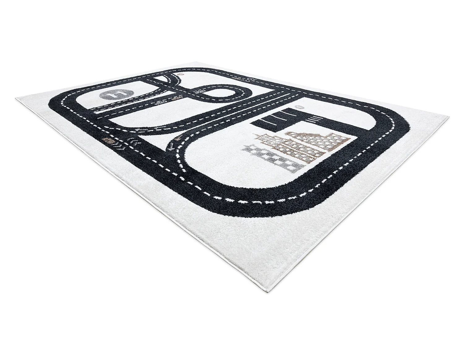 Tapis FUN Track pour enfants, rue, ville crème 140x190 cm