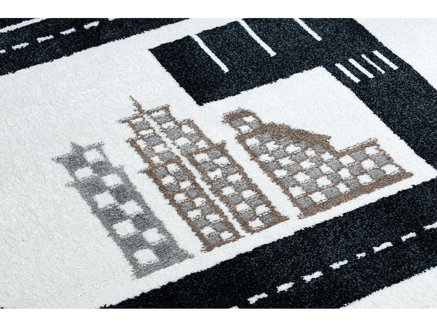 Tapis FUN Track pour enfants, rue, ville crème 140x190 cm