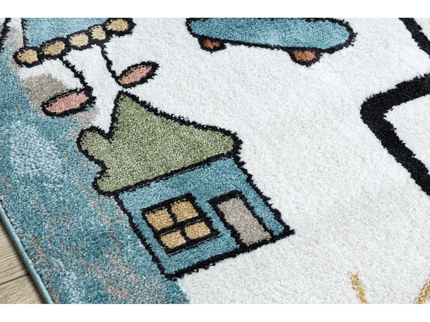 Tapis FUN Hop pour enfants, la marelle, animaux bleu 160x220 cm