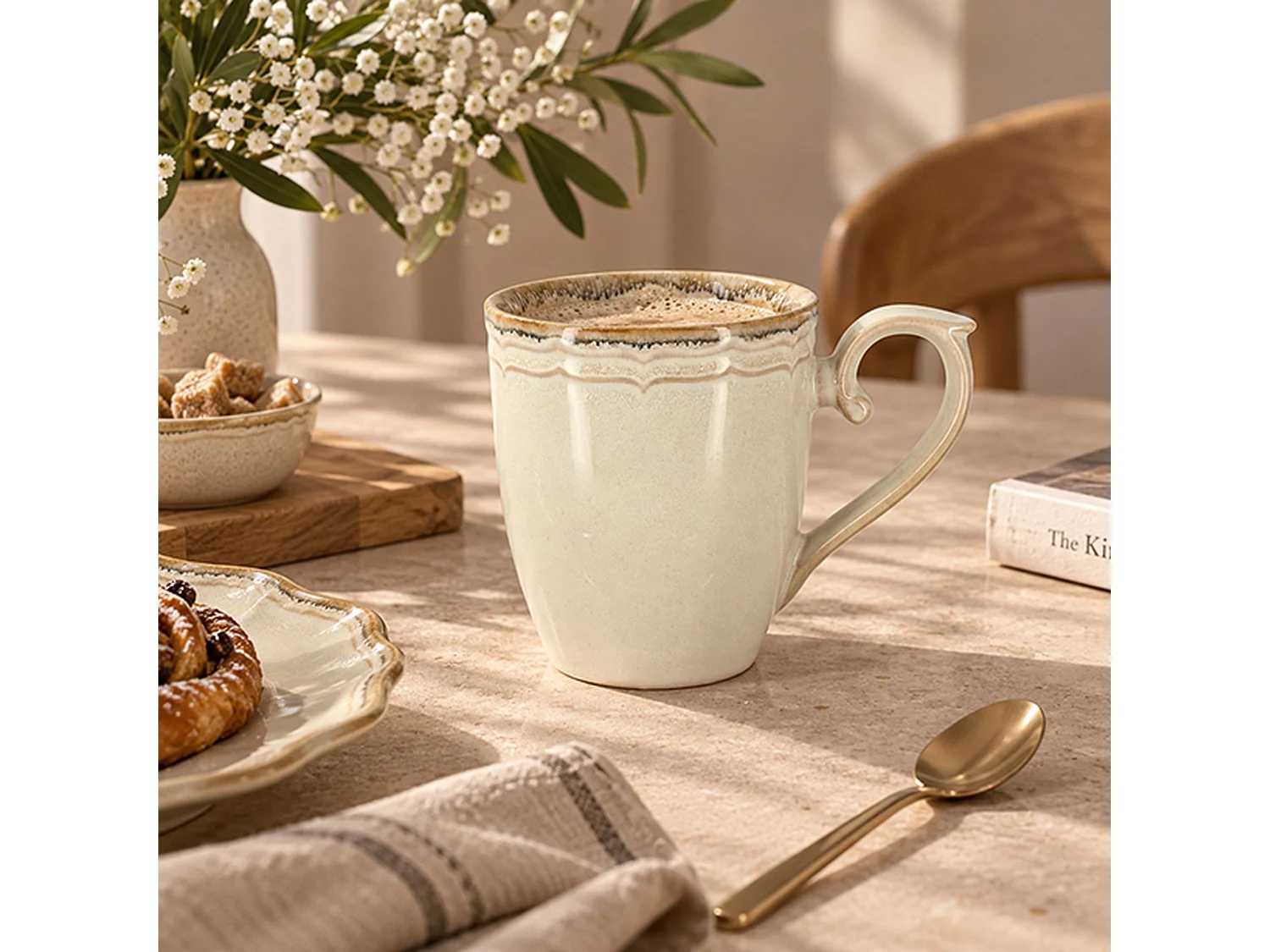 Novastyl - Lot De 6 Mugs Signature 30cl En Grès Beige