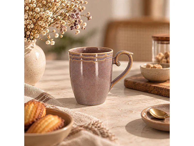 Novastyl - Lot De 6 Mugs Signature Signature 30cl En Grès Violet