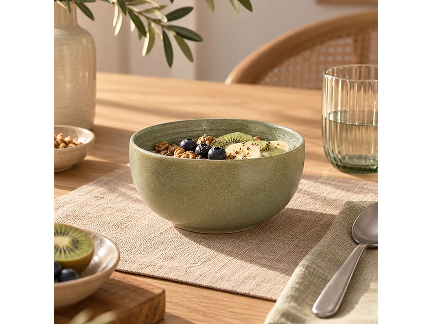 Novastyl - Lot De 6 Bols Turbolino En Grès Vert 16.5cm