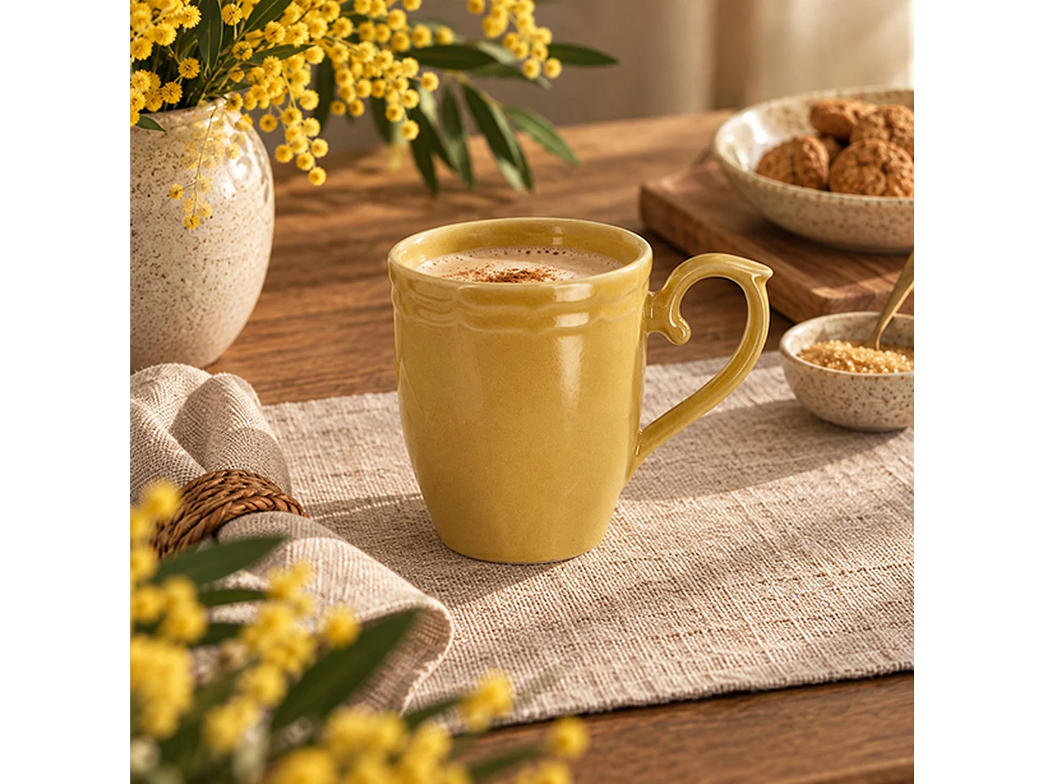 Novastyl - Lot De 6 Mugs Signature 30cl En Grès Jaune