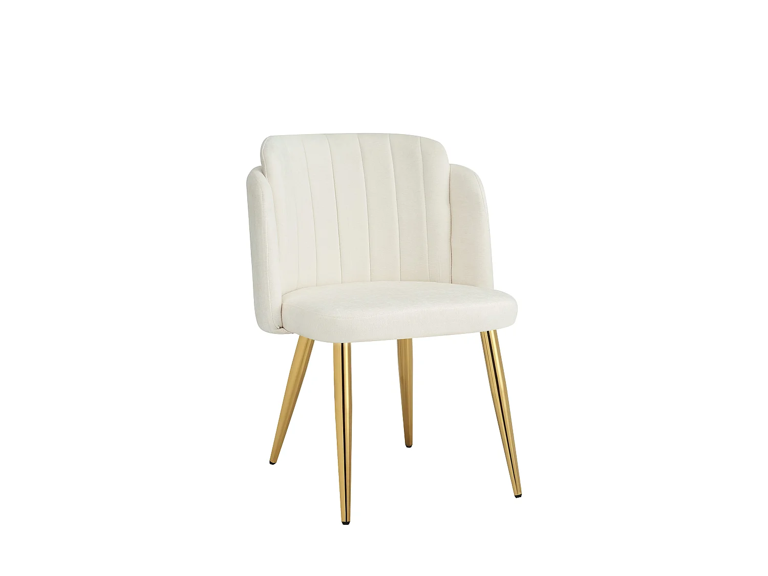 Lot de 4 Chaises de Salle à Manger Modernes 58.5x62x78cm - chaise rembourrée - pieds de chaise réglables en hauteur - Blanc et Doré