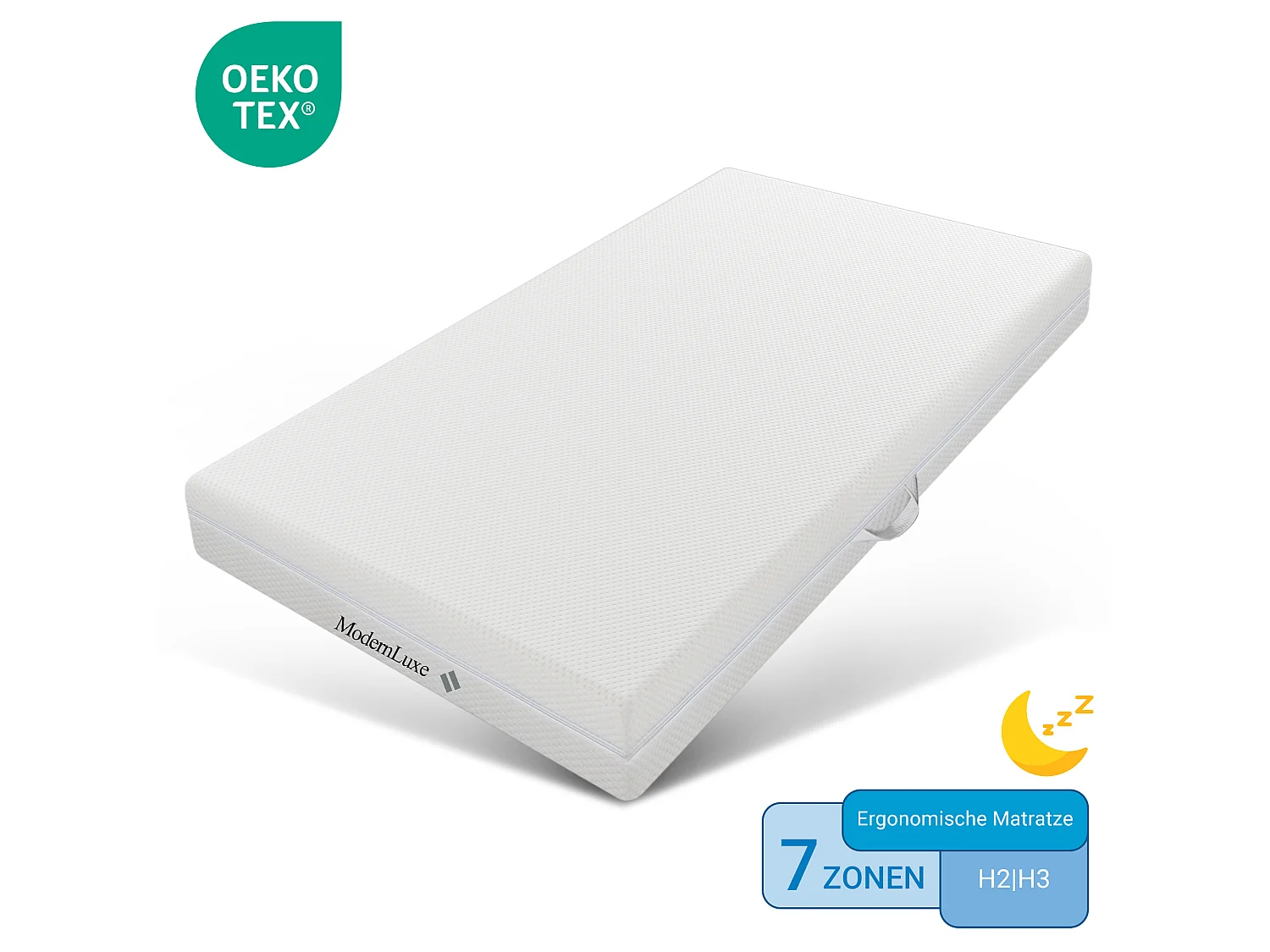 Materasso a molle 90 x 190 cm - 20 cm di spessore - schiuma fredda - durezza H3/H2 - con maniglie, fodera del materasso rimovibile e lavabile - bianco