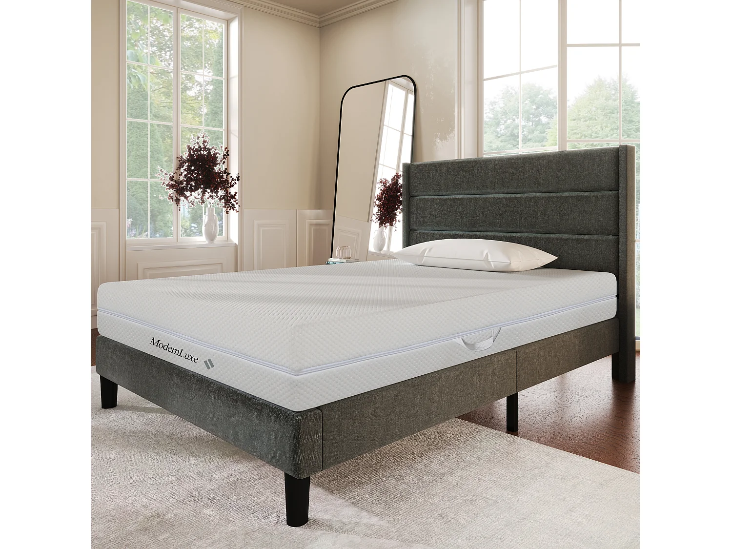 Materasso a molle 90 x 190 cm - 20 cm di spessore - schiuma fredda - durezza H3/H2 - con maniglie, fodera del materasso rimovibile e lavabile - bianco
