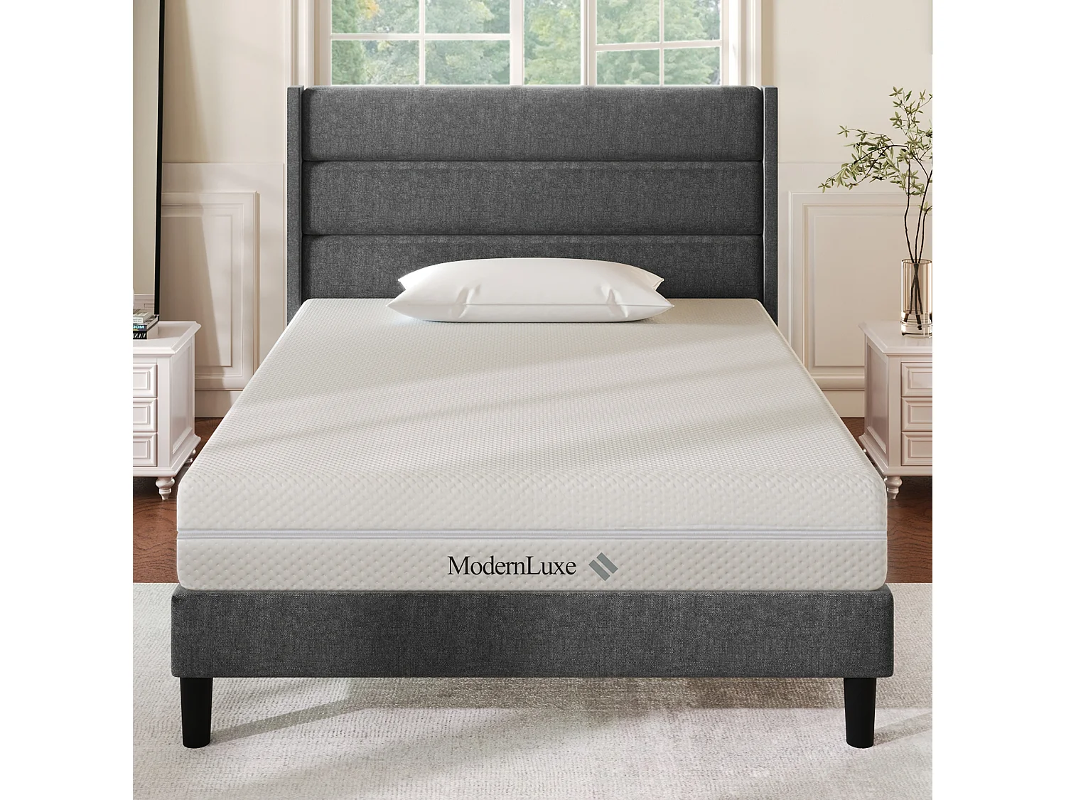 Materasso a molle 90 x 190 cm - 20 cm di spessore - schiuma fredda - durezza H3/H2 - con maniglie, fodera del materasso rimovibile e lavabile - bianco