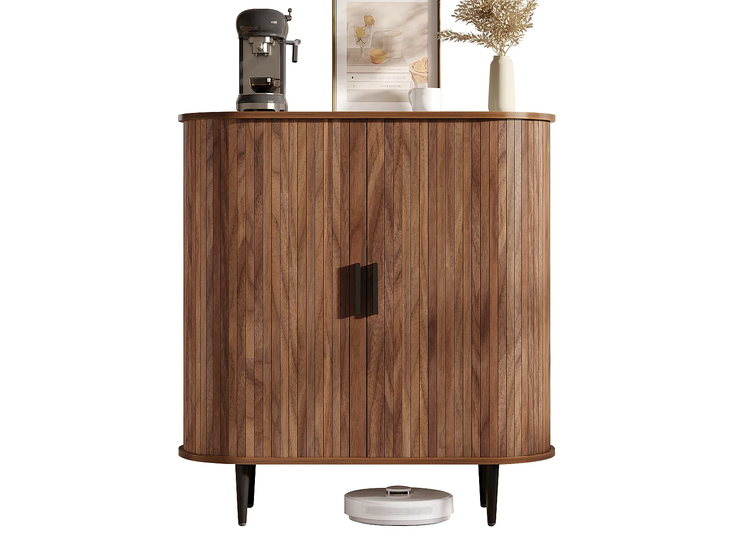 Meuble à chaussures moderne / Buffet 85x40x93cm - avec 2 portes coulissantes et 4 hameçons - avec des étagères - Naturel