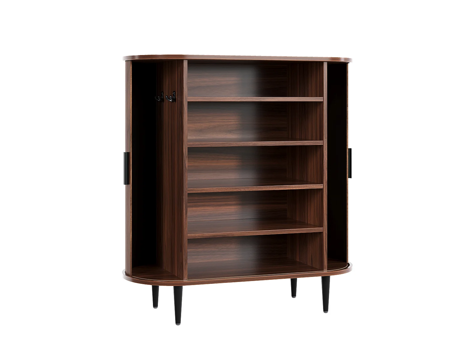 Meuble à chaussures moderne / Buffet 85x40x93cm - avec 2 portes coulissantes et 4 hameçons - avec des étagères - Naturel